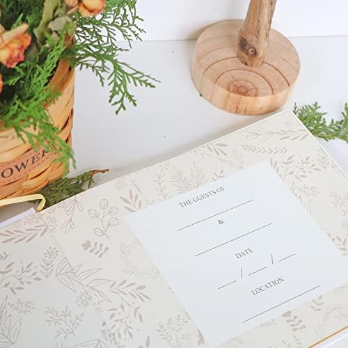 Livro de convidados de casamento xihou, sinal de casamento no livro para engajamento da recepção do registro de casamento, com capa dura e design de bordas douradas, 9 x 7 polegadas, tipo A