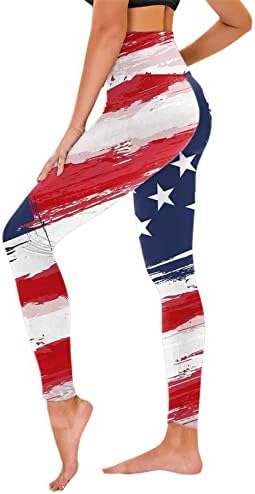 Roupa íntima para mulheres do Dia da Independência para Mulheres Americanas de 4 de julho de calças de impressão de leggings para tom de pele