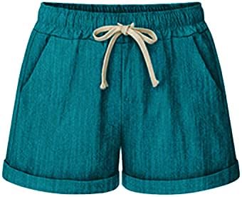 Calça curta da cintura elástica de verão para mulheres soltas de perna larga casual shorts de praia sólida shorts confortáveis