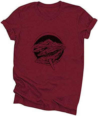 Camisa gráfica de animais oceanos de shan-s para mulher de camiseta estampada de baleia