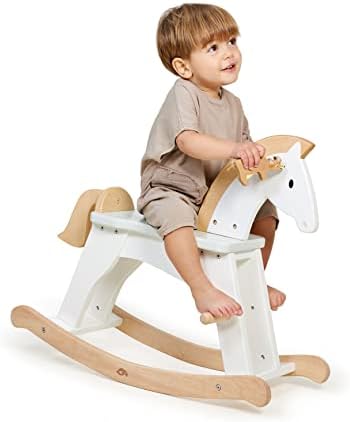 Toys de folhas macias - Lucky Rocking Horse - Premium Wood Rocking Horse for Imaginative Play - Ajuda o desenvolvimento