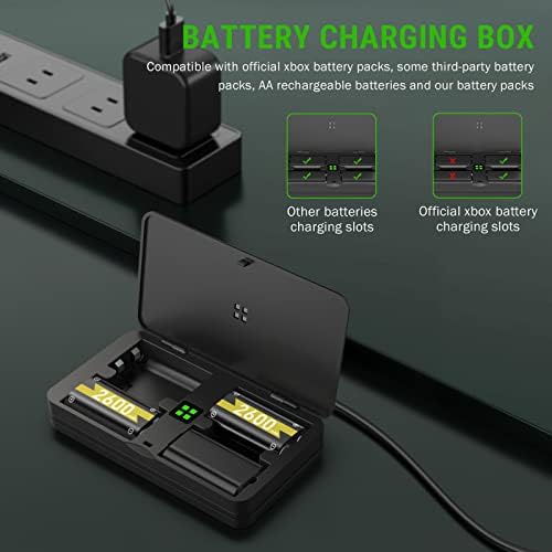 Bateria recarregável para o controlador Xbox One, bateria de alta capacidade de 2x 2600mAh com carregador para Xbox One/One X/One