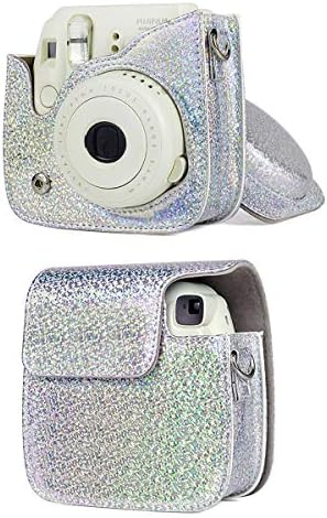 Hurricanes Câmera Bolsa de proteção de protetora PU Cover Glitter para Polaroid Fujifilm Instax Mini 9 8 8+-Mirror Diamante