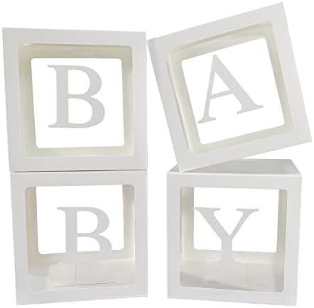 Caixas de bebê perpaol com cartas para chá de bebê, 4pcs Block Block Block Block com 8 letras para gênero Revenção Decorações