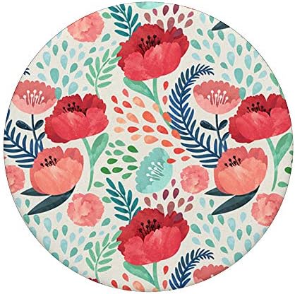 Red Poppy Watercolor Fine Art Padrão floral Popsockets verde rosa Popgrip: Grip Swappable para telefones e tablets