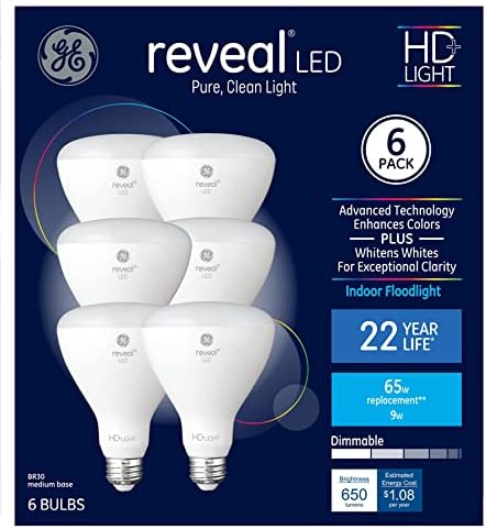 GE Revele Revelar 6-Pack 65 W equivalente a melhorar as lâmpadas de luminária de luminária LED R30 R30