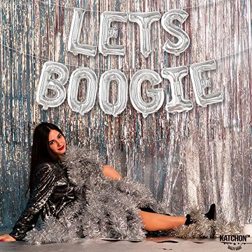 Katchon, Silver Lets Boogie Balloons - 16 polegadas, balões de festa disco | Deixe as decorações da festa da Boogie | Suprimentos