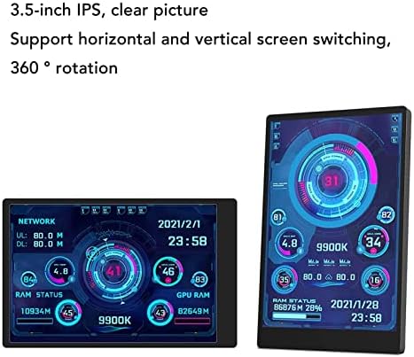 PLPLAAOO 3,5in IPS USB Mini Screen, AIDA64 PC CPU RAM Monitor de dados, sensor de PC, monitor de temperatura da exibição