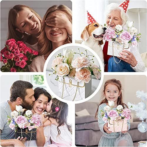 Caixa de presente de papel de flor de Knjofly, Bouquet Bags Caixa de flores com maçaneta de presente para o dia das mães