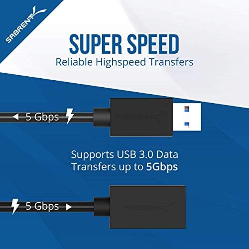 Sabrent USB 3.0 Micro SD e SD Card Reader + 22AWG 3 pés Cabo de extensão USB 3.0