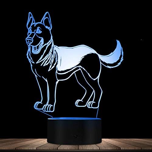 Jinnwell 3D Wolf Dog Night Lâmpada leve Ilusão LED 7 Alteração da cor Touch Touch mesa de mesa Lâmpadas de decoração de acrílico