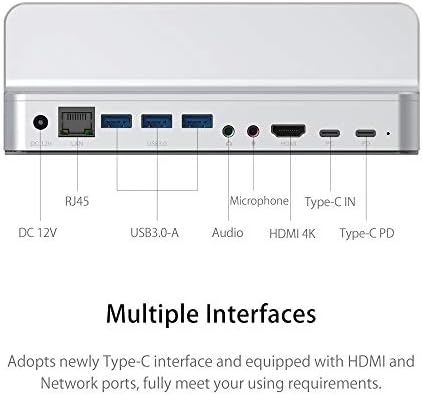 Houkai USB C Hub com suporte de suporte ajustável Tipo C para USB3.0 RJ45 PD Dock Dock HDMI Compatível Splitter
