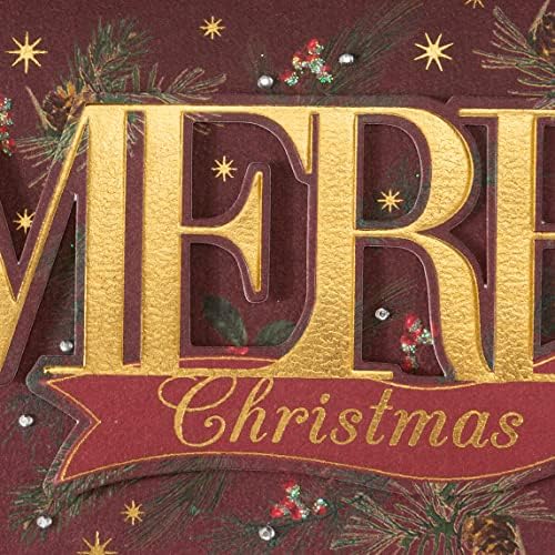 Niquea.D Conjunto de cartões em caixa de Natal, Lettering Merry, inclui um sentimento de férias e envelope coordenando, conjunto de 8, multicolorido, 3,875 x 8,5