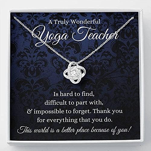 Jóias de cartão de mensagem, colar artesanal- presente personalizado amor nó, presente de professor de ioga, colar de professores