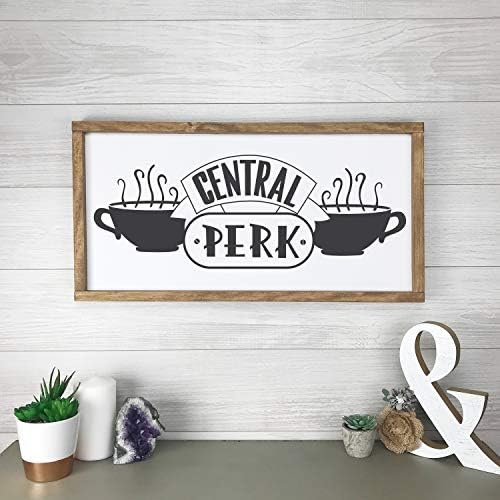 Central Perk Sign Friends Wood emoldurado Sign Coffee Bar Sign Decoração de cozinha