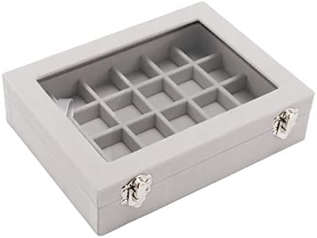Organizador de caixa de jóias de veludo pequeno PCMOS 24 Compartimentos de Jóias Pequenas Jóias Brincho Anel Organizador de Armazenamento