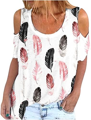 Camisas para mulheres femininas ombros frios ombros de verão Camisetas de borboleta curta Camisetas Blusa Casual Camisetas