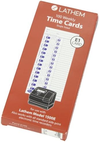 Cartões de tempo de Lathem para relógios de tempo lateral eletrônico, semanalmente, 1 lados, 4 x 9, caixa de 100