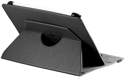 Capa de couro de couro falso negra da Navitech com 360 suporte de rotação compatível com o Azpen A740