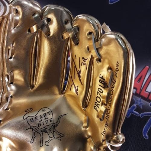 Kevin Kiermaier autêntico assinado Gold Glove JSA autografado - luvas autografadas da MLB