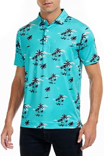 Deolax Mens Camisas de Golfe Moda Hawaiian Performance Hortigo Wicking Dry Fit Mens Polo Camisas de Manga Curta