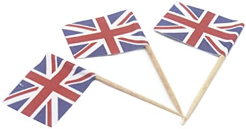 PretyZoom 200pcs UK mini sinalizador união jack jack bandeiras de mão de madeira mini bandeira de mão para celebração real com bandeira