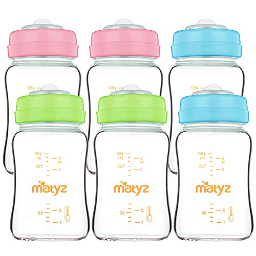 Matyz Borossilicate Borossilicate Garrafas de leite materno - Coleta de leite materno largo e garrafa de armazenamento - garrafas de armazenamento de fórmula compatíveis com bombas de espectros de Avent MEDELA