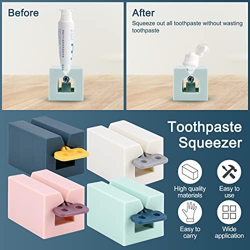 Wxj13 8 peças Crasos de dente Squeezer Rolamento Tubo de dentes Distribuidor de pasta de dente do assento para banheiro economiza