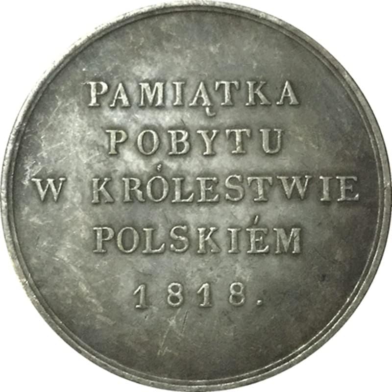 Medalha russa 1818 Coin Handicraft Coin 40mm