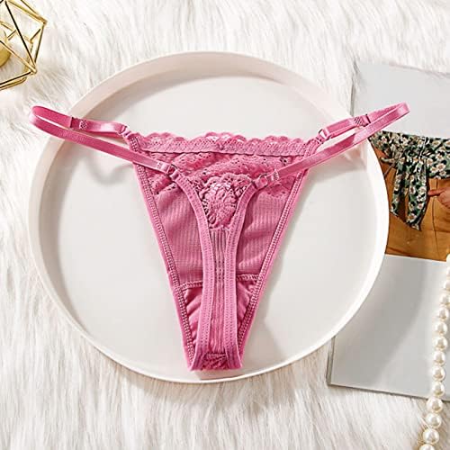 Calcinha sexy para mulheres safada safada ajustável tira esticada micro t traseira de renda de renda macia crochê bowknot g-strings