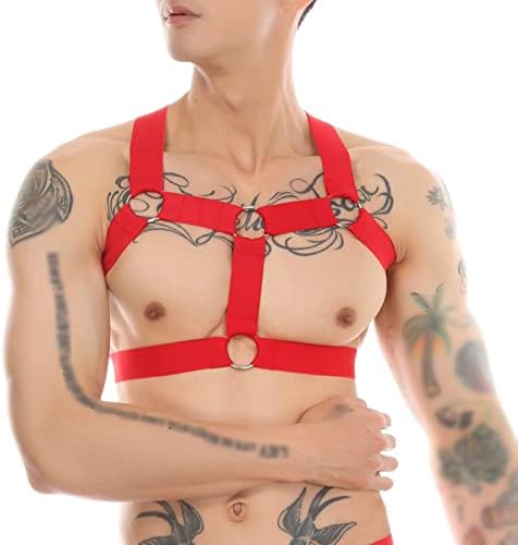 Arnês de peito do corpo masculino lingerie elástica nylon tira de ombro clubwear halter cutout gage roleplay lingerie