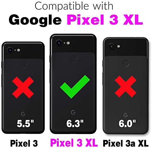 Capa de telefone para o Google Pixel 3 XL Folio Flip Wallet Case, PU Coloque de Coloque Crédito Crédito Slots de Proteção