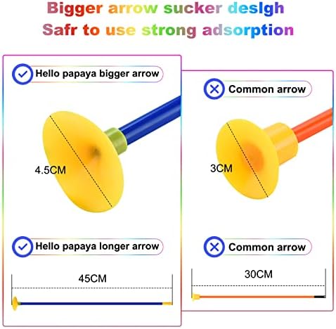 Hello Papaya 2Sets Bow and Arrows for Kids Arco e flecha para crianças com luzes de flash LED, 2 xícaras de 12 xícaras de