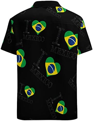 Love Brazili México Camisas masculinas de manga curta V Botão gráfico de pescoço