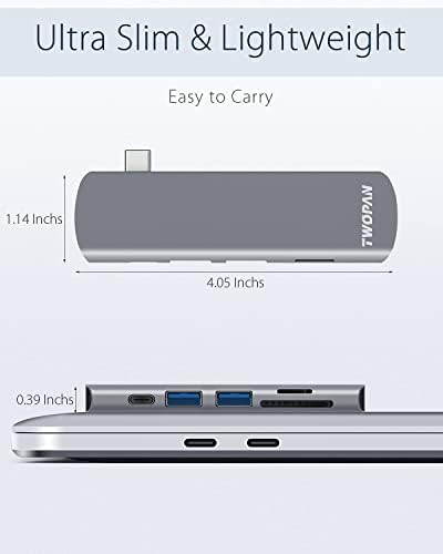 TWOPAN 6 em 1 MacBook Pro USB C Adaptador de cubo, adaptador multiporta de cubo USB tipo C com 4K HDMI, porta PD 60W e