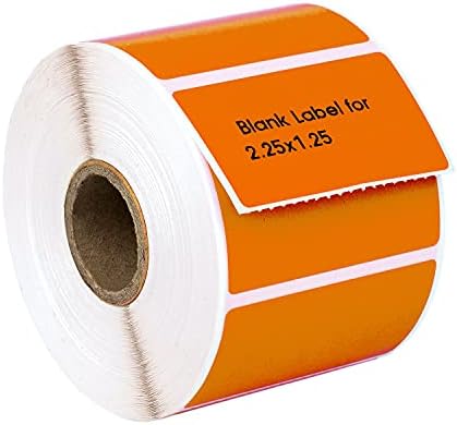 Houselabels 2,25 x 1,25 Etiquetas de endereço laranja em 1 núcleo compatível com impressoras zebra e rollo, 4 rolos / 1.000 rótulos