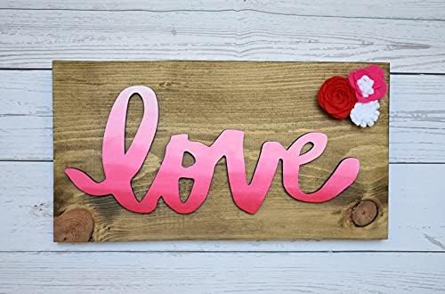 Valentine Love Sign - Vermelho e rosa Felas de feltro - Ombre Love Sign - Presente do Dia dos Namorados - Decoração do
