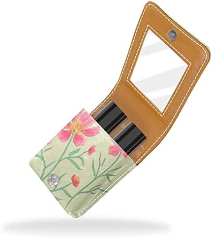 Bolsa de batom de batom de maquiagem de oryuekan com espelho portátil de armazenamento de armazenamento portátil portátil Organizador de armazenamento de brilho labial, pastoreable gesang retro floral