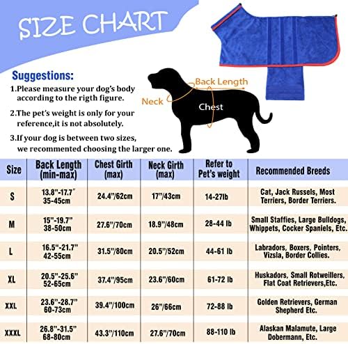Casaco de secagem de cães Hhimyoct - Rão de toalha de cachorro de secagem rápida - Microfiber Dog Secying Bag Super Absorvent