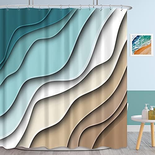 Komllex Fabric Teal Blue Shower Cortina Conjunto de cortinas de 60wx72h