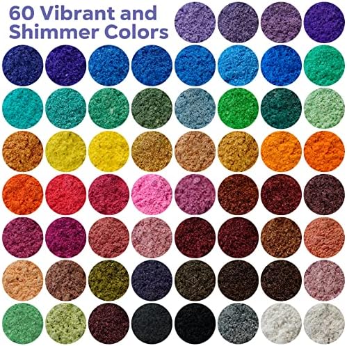 60 cores mica em pó de pó de pigmentos cosméticos de pó para resina epóxi, fabricação de sabão, bombas de banho, corante