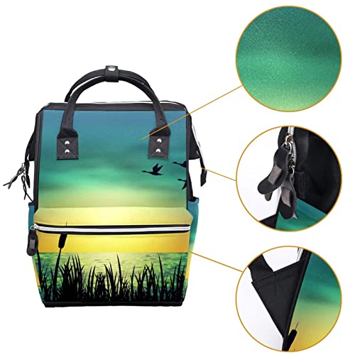 Gansos de silhueta e tocos de faixas Bolsas de fraldas Backpack Mummy Backpack de grande capacidade Bolsa de enfermagem de bolsa