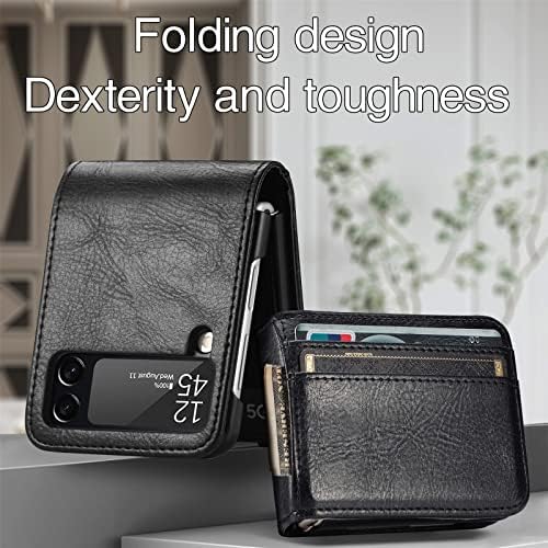 Ephoou Wallet Case for Samsung Galaxy Z Flip 4 5g com porta -cartas, capa de telefone de couro PU Premium para Samsung Galaxy Z