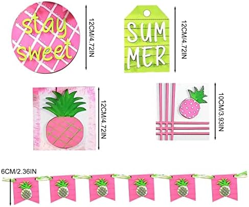 5 PCs Summer Summer Pineapple Decor de bandeja em camadas de ananas fofa decorações de bandeja em camadas de madeira decoração