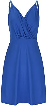 Vestido de verão feminino 2023 Casual Plus Size Vido Solid Solid Boho Dress Swing Dress com bolsos