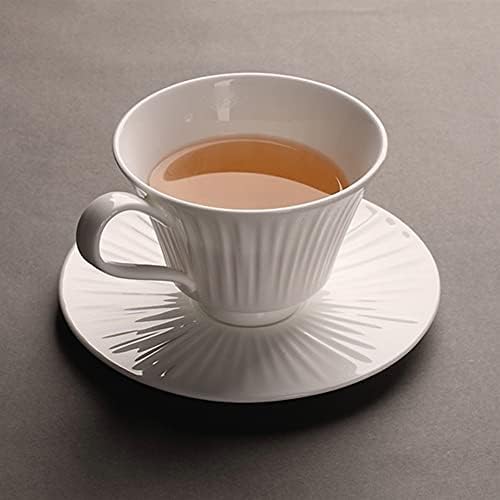 MGOR Simples em estilo europeu de café em cerâmica canecas e pires, 7,77 onças/230 ml de leite de leite de leite copos de