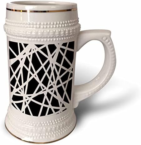 3drose linhas brancas e formas pretas irregulares Design abstrato - 22oz de caneca de Stein