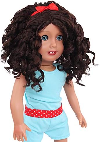Aidolla Doll Wigs para bonecas americanas de 18 '', garotas presentes resistentes a calor longas tranças encaracoladas Perucas