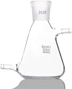 Saylee 2pcs- balão de filtragem de 200 ml, borossilicato transparente 3.3 vidro, pescoço parafuso, boca moída 24 horas por dia, 7