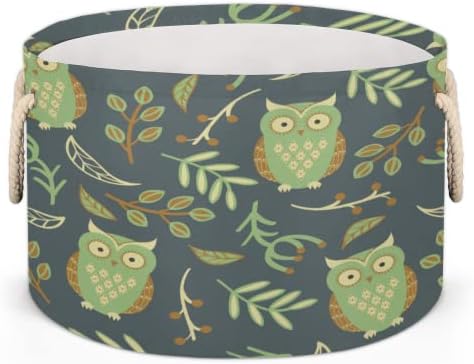 Pattern fofo coruja grande cestas redondas para cestas de lavanderia de armazenamento com alças cestas de armazenamento de mantas